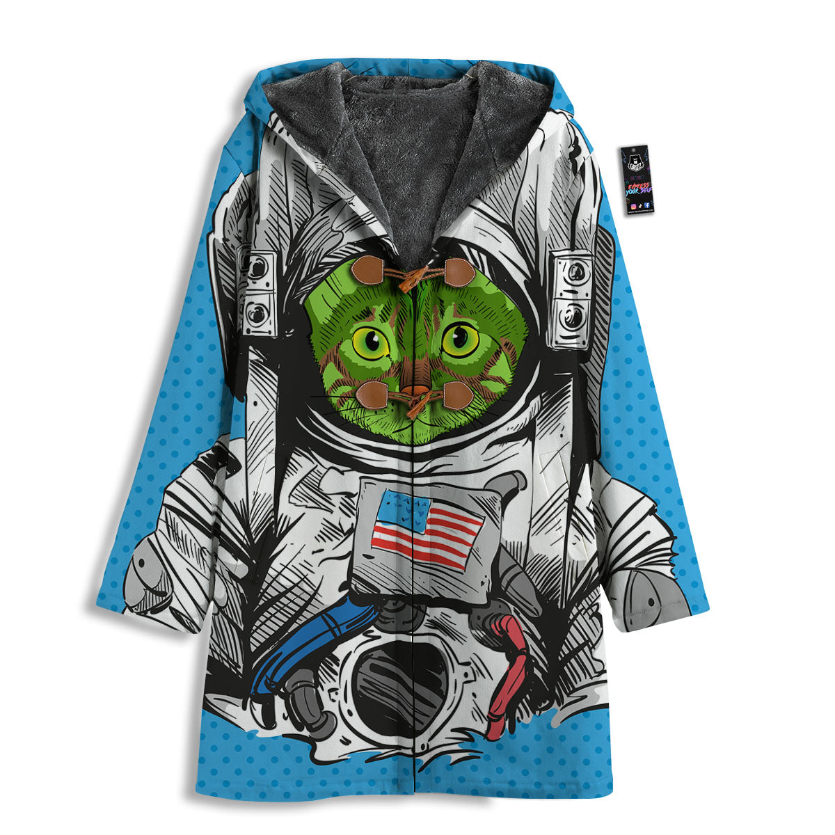 Alien Cat Astronaut Print Men's Windbreaker Jacket-grizzshop