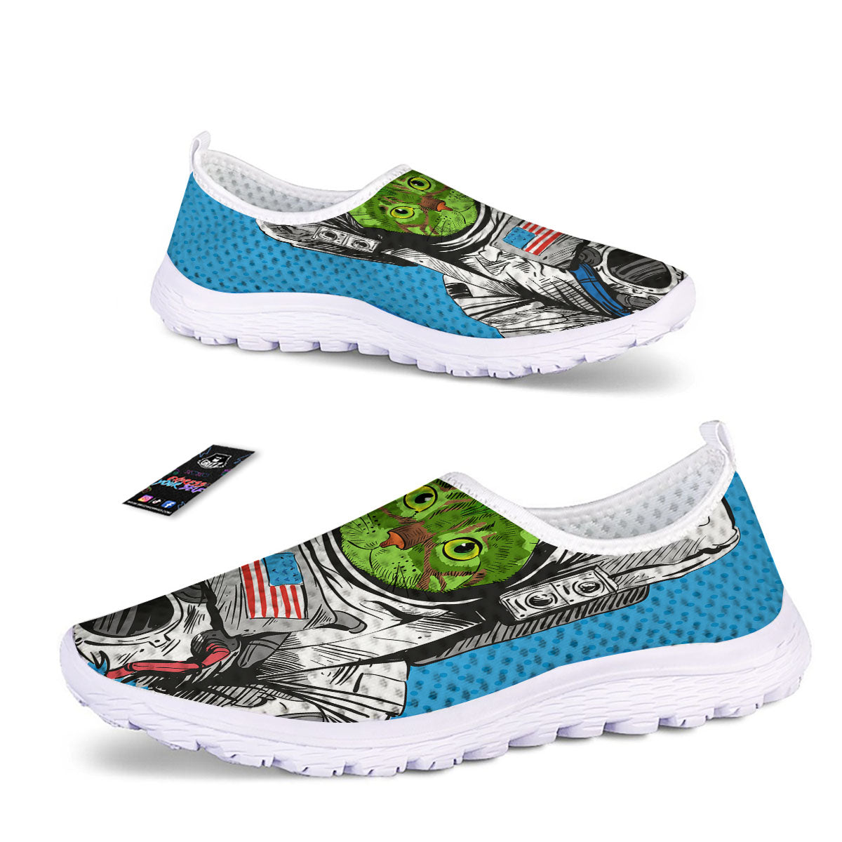 Alien Cat Astronaut Print Nurse Shoes-grizzshop