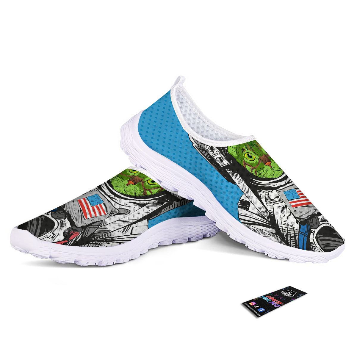 Alien Cat Astronaut Print Nurse Shoes-grizzshop