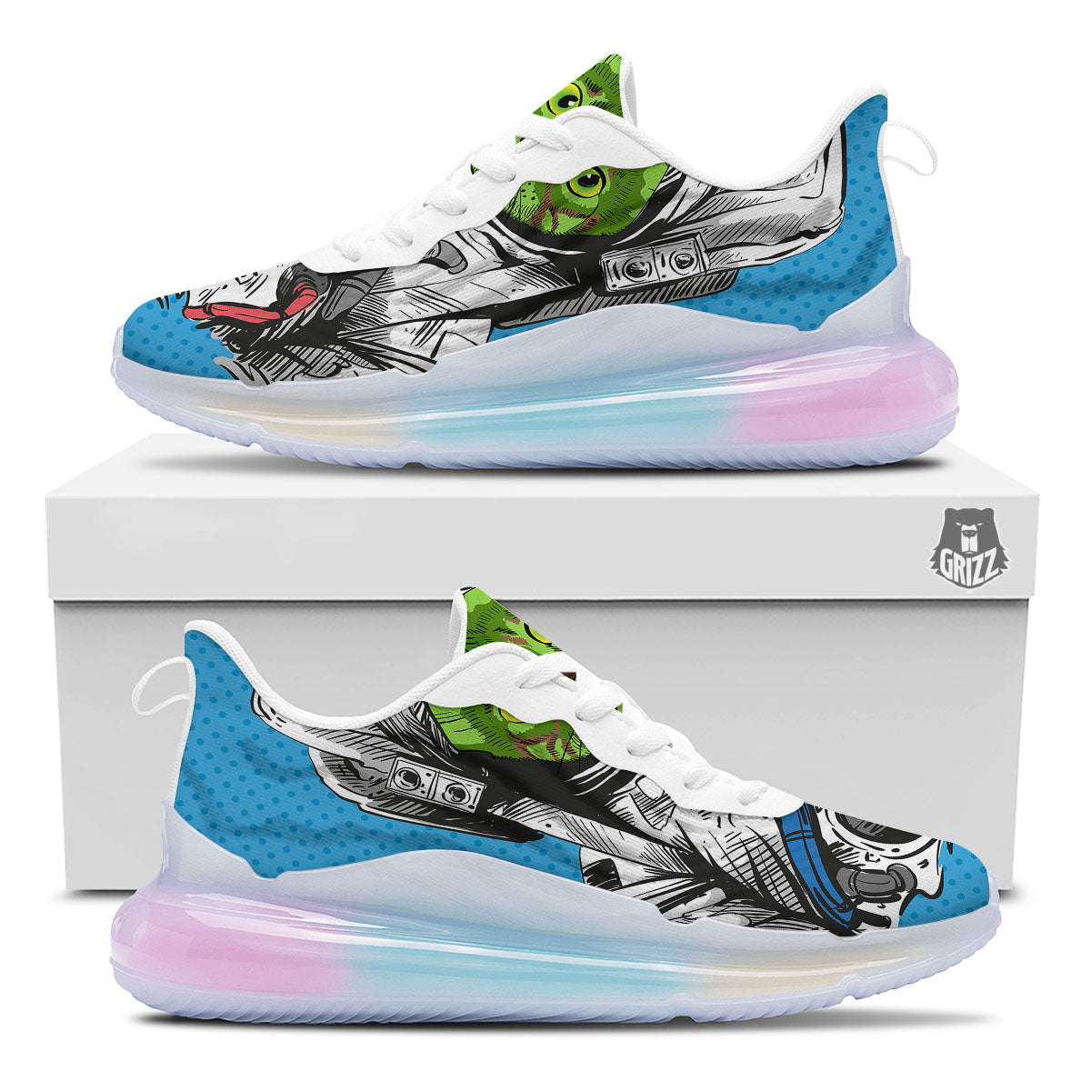 Alien Cat Astronaut Print Running Sneakers-grizzshop