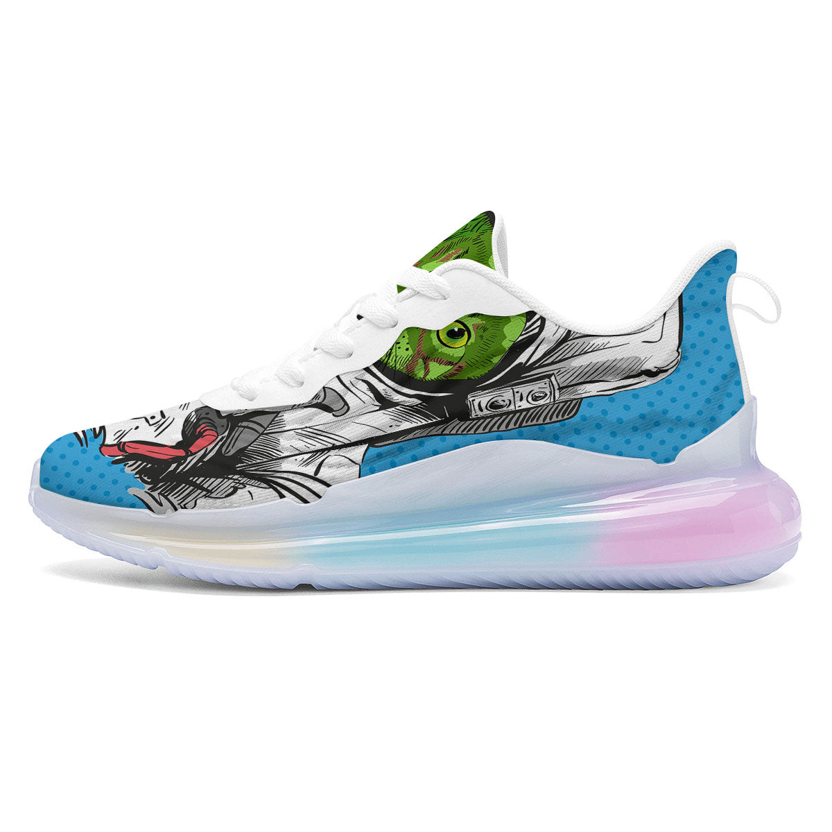 Alien Cat Astronaut Print Running Sneakers-grizzshop