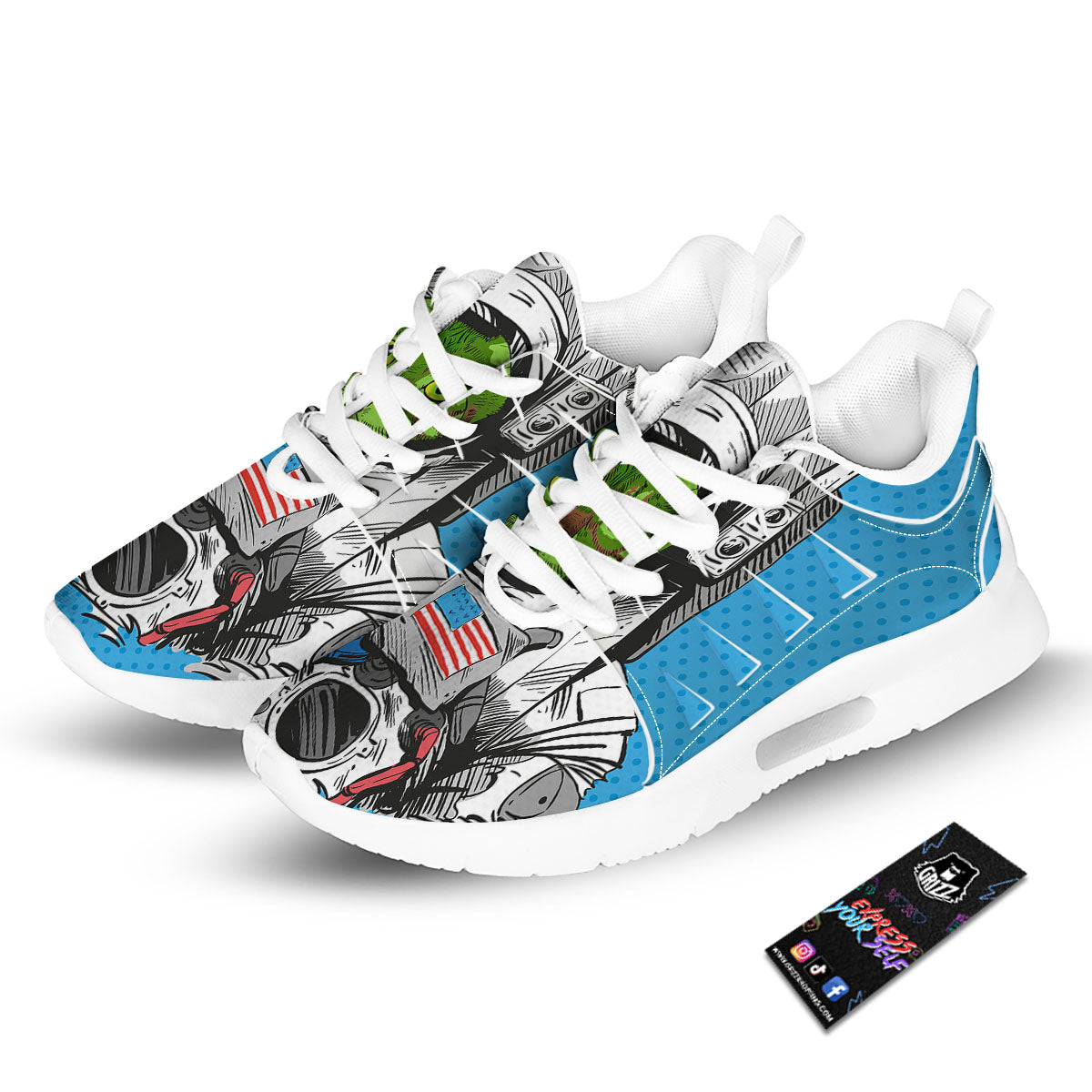 Alien Cat Astronaut Print Tennis Shoes-grizzshop