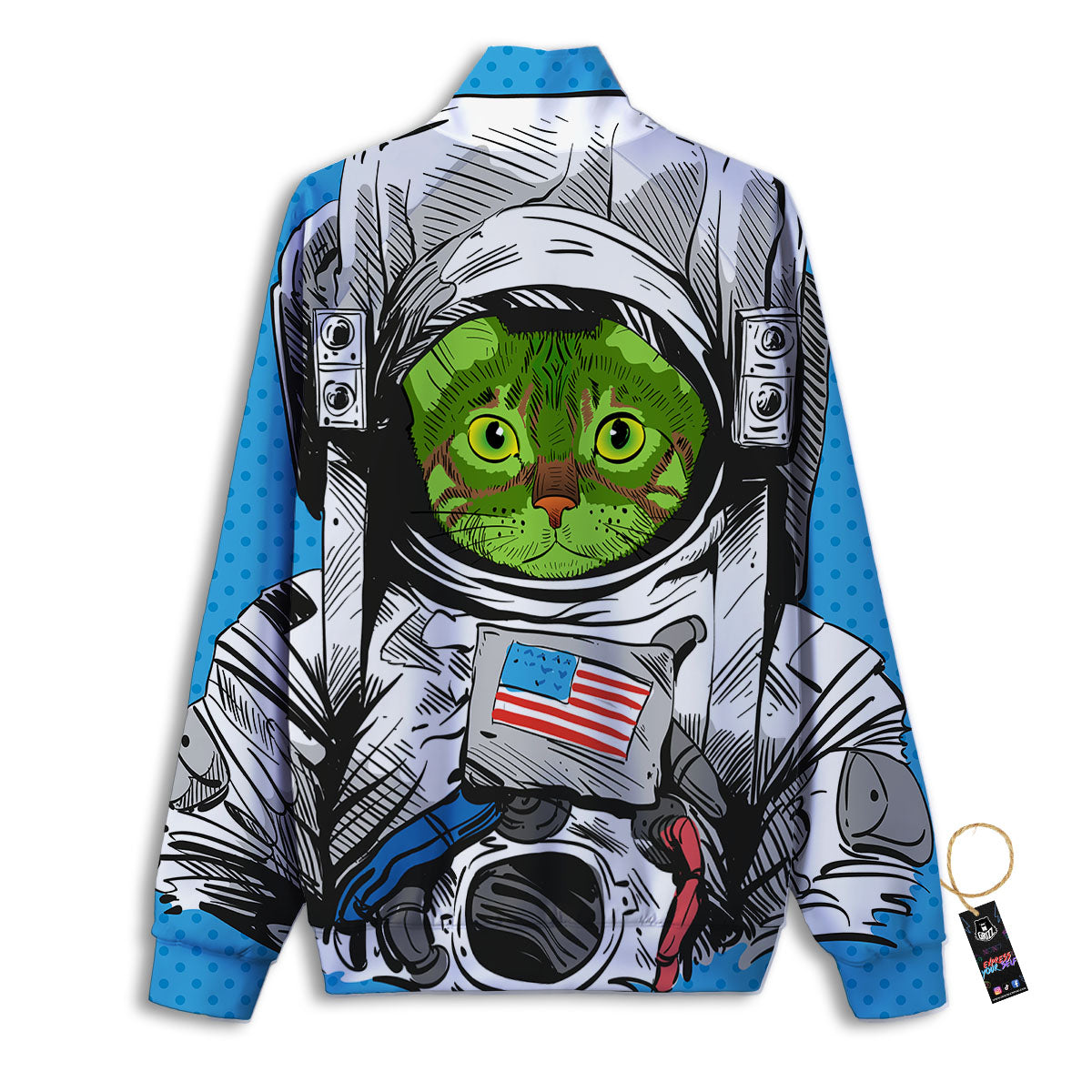 Alien Cat Astronaut Print Track Jacket-grizzshop