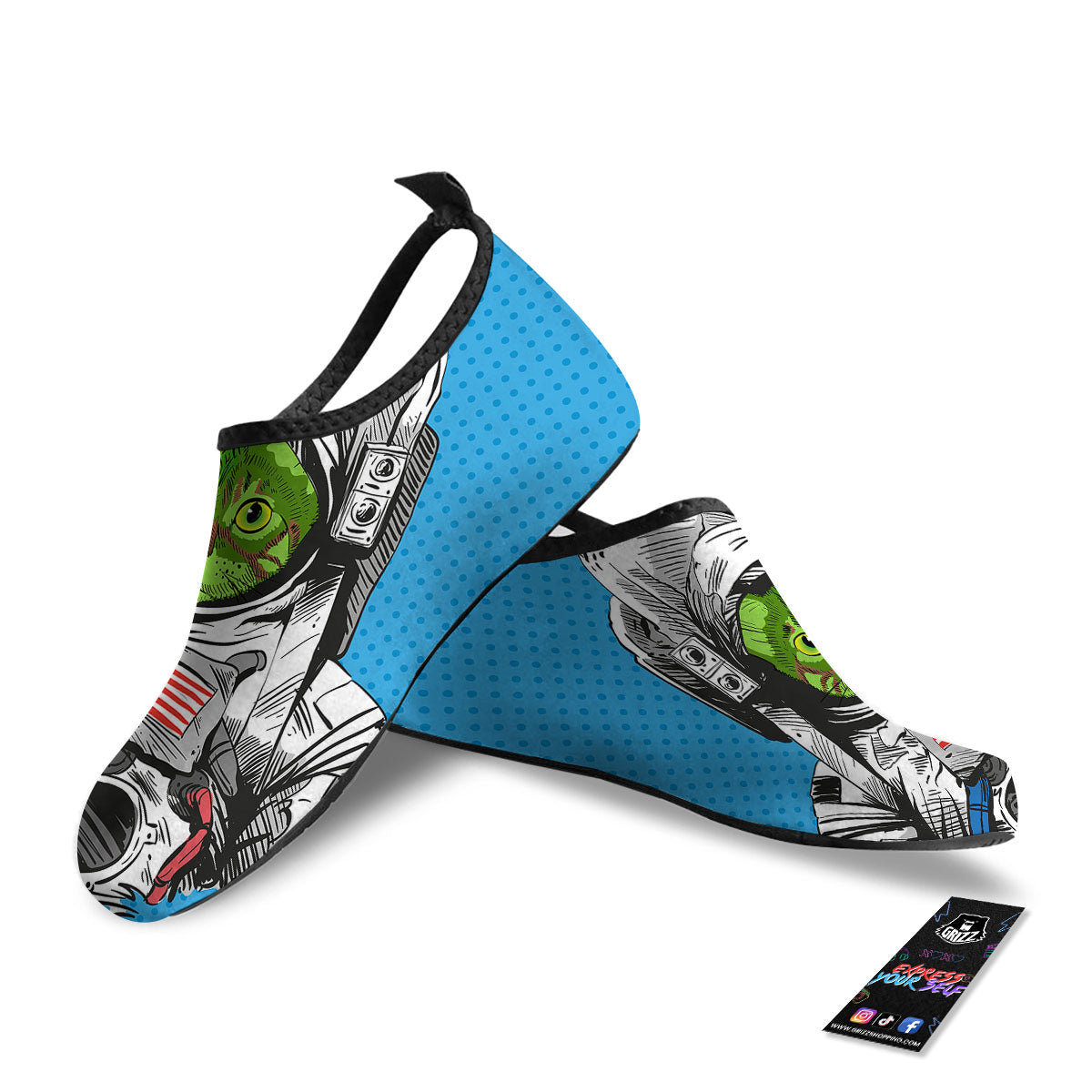 Alien Cat Astronaut Print Water Shoes-grizzshop