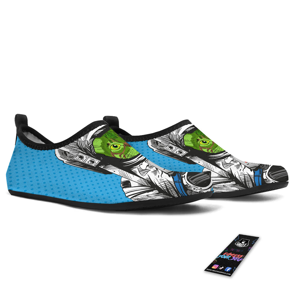 Alien Cat Astronaut Print Water Shoes-grizzshop