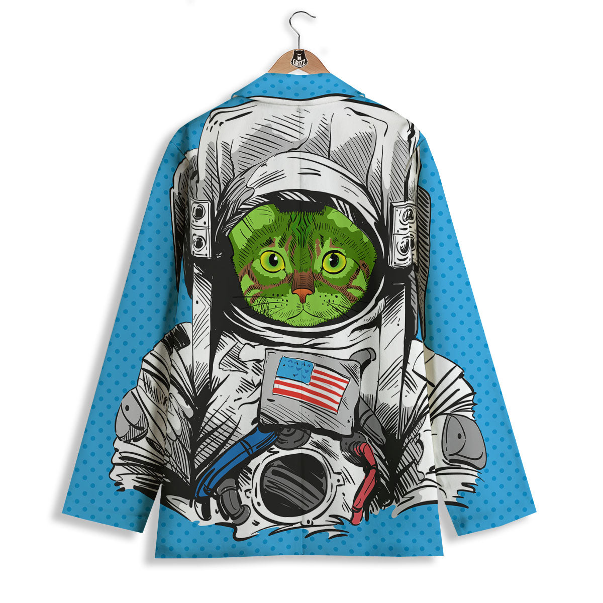 Alien Cat Astronaut Print Women's Blazer-grizzshop