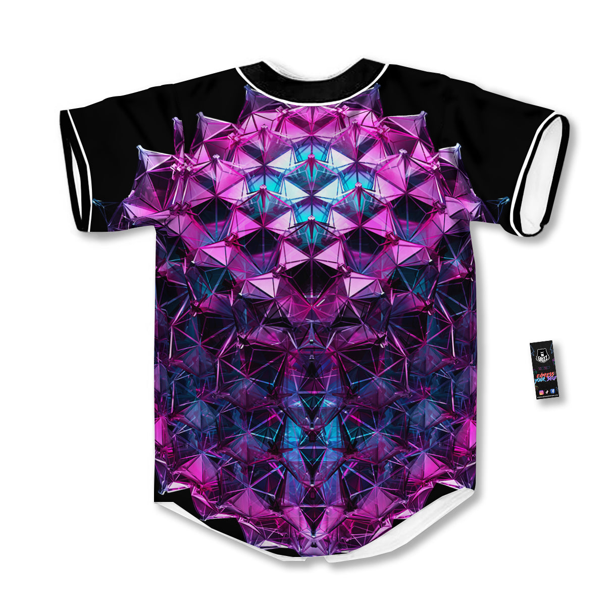 Alien Crystal Diamond Flower Print Baseball Jersey-grizzshop