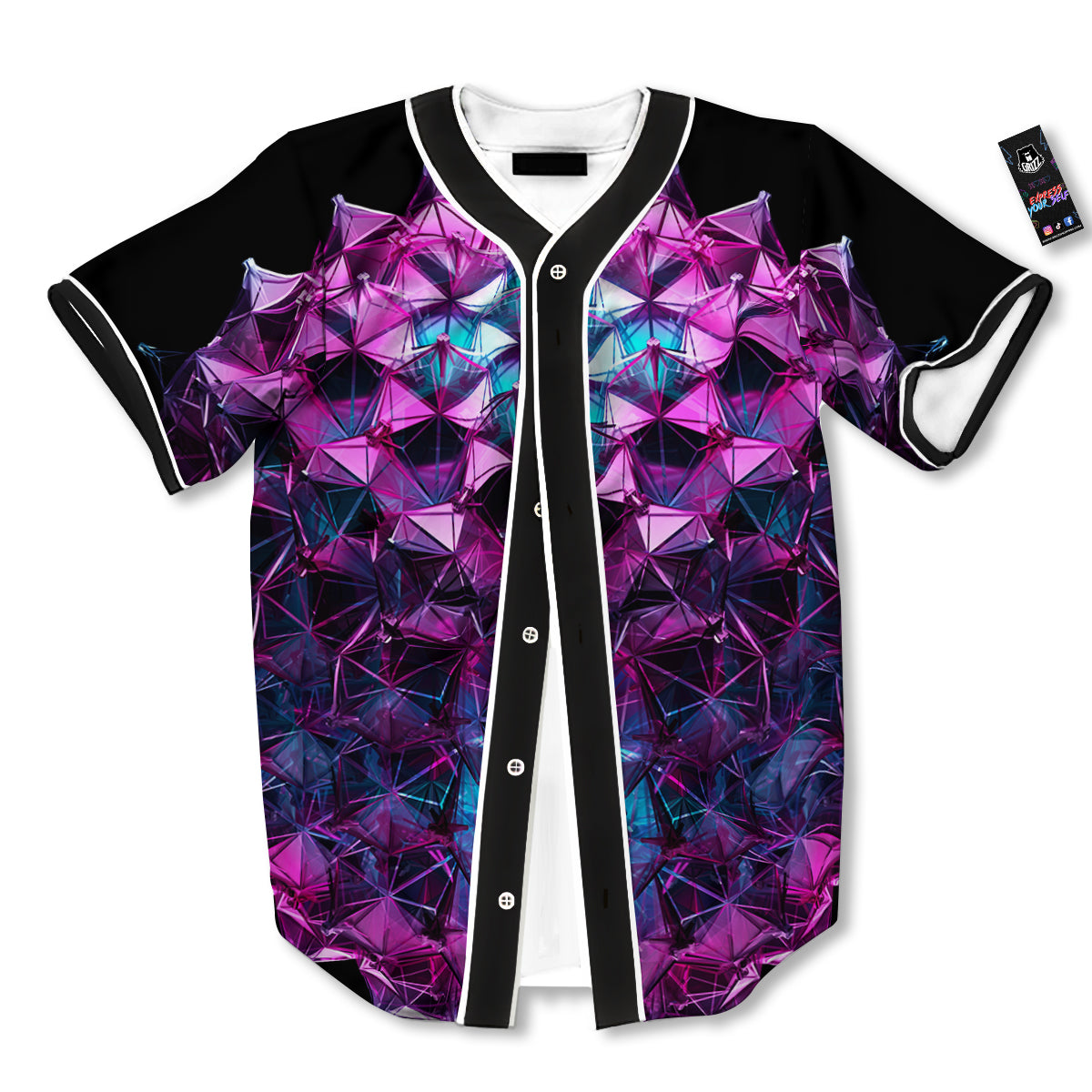 Alien Crystal Diamond Flower Print Baseball Jersey-grizzshop