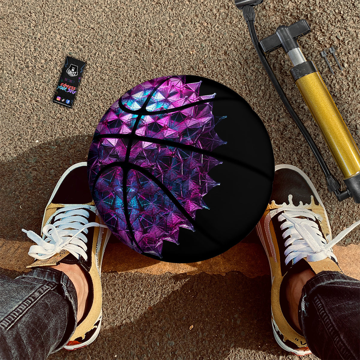 Alien Crystal Diamond Flower Print Basketball-grizzshop