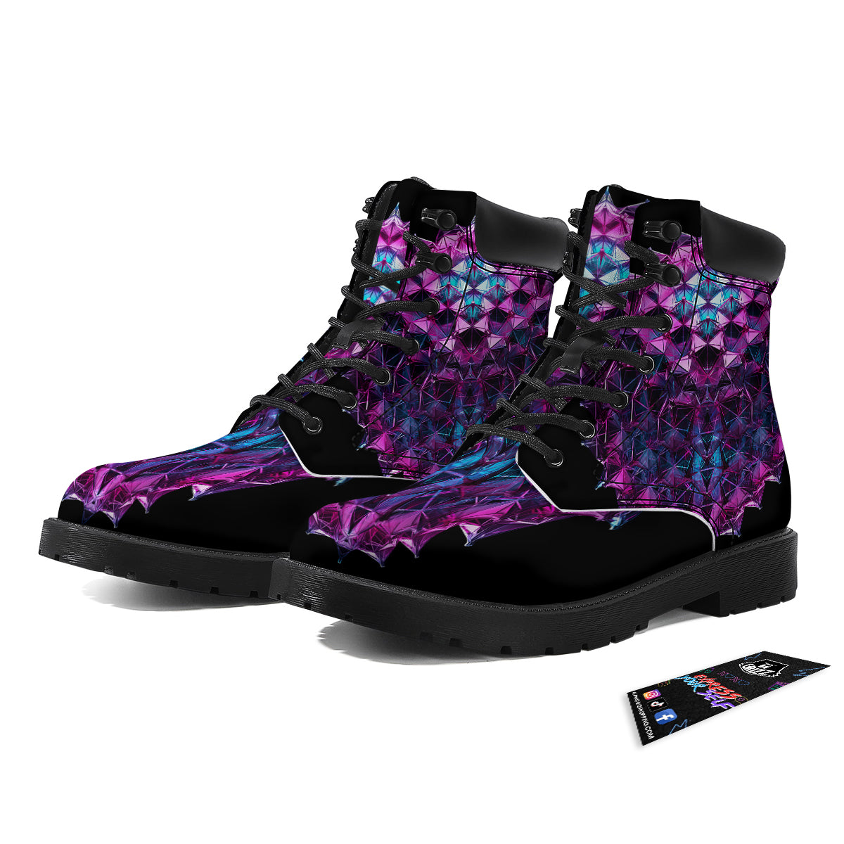 Alien Crystal Diamond Flower Print Boots-grizzshop