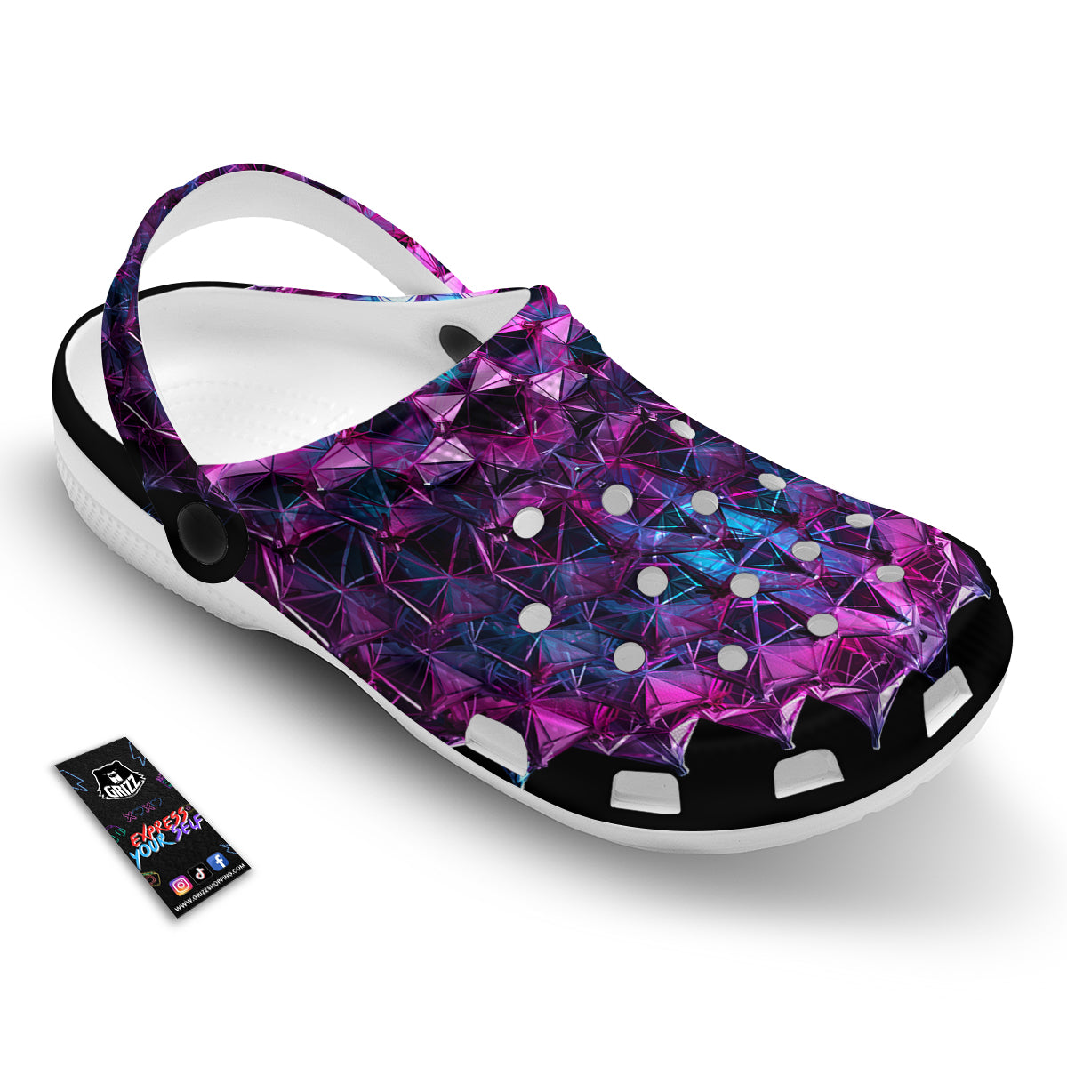 Alien Crystal Diamond Flower Print Clog-grizzshop