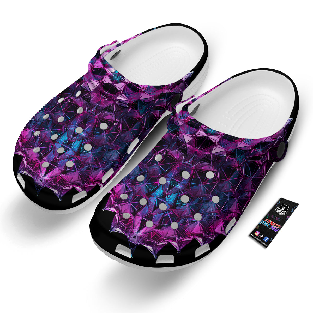 Alien Crystal Diamond Flower Print Clog-grizzshop