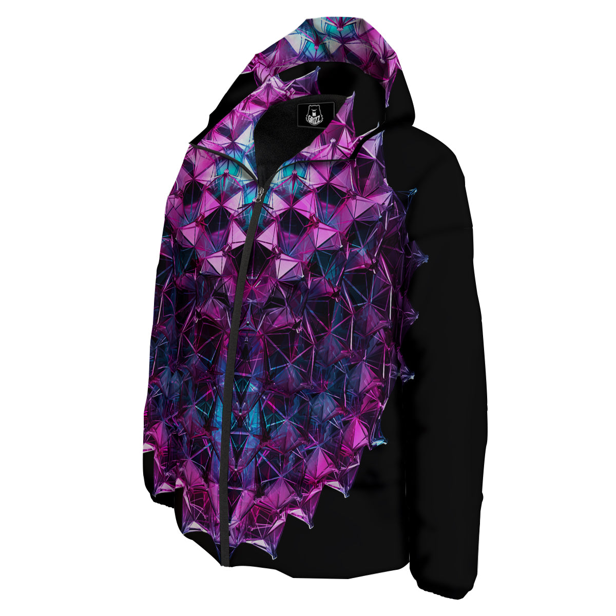 Alien Crystal Diamond Flower Print Down Jacket-grizzshop