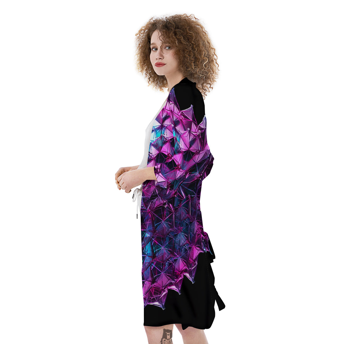 Alien Crystal Diamond Flower Print Kimono-grizzshop