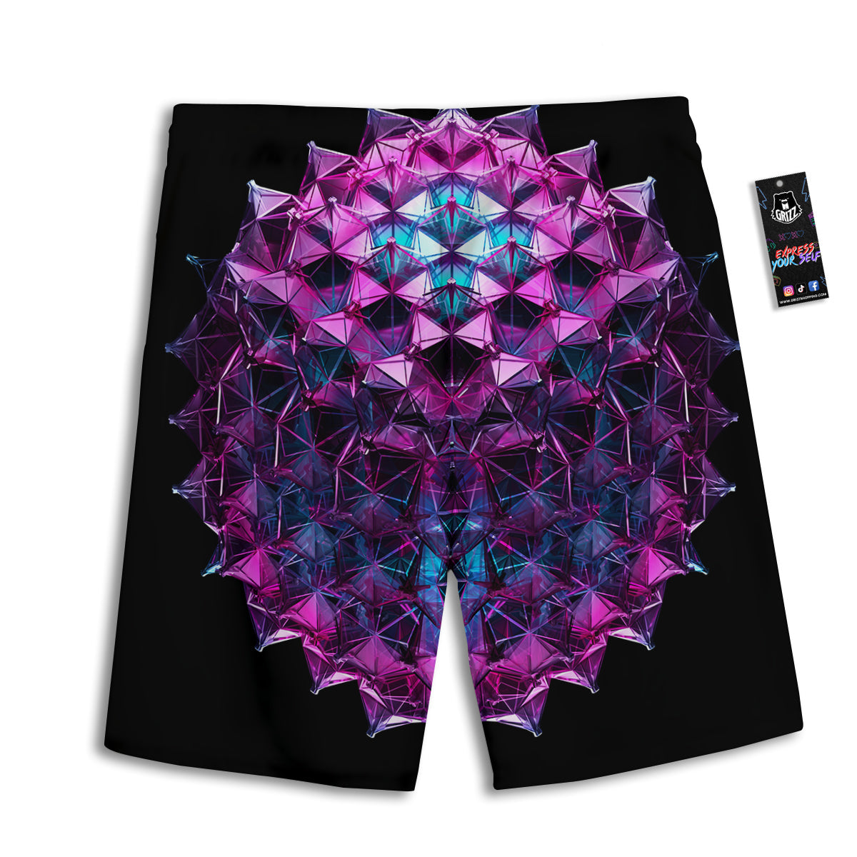 Alien Crystal Diamond Flower Print Men's Athletic Shorts