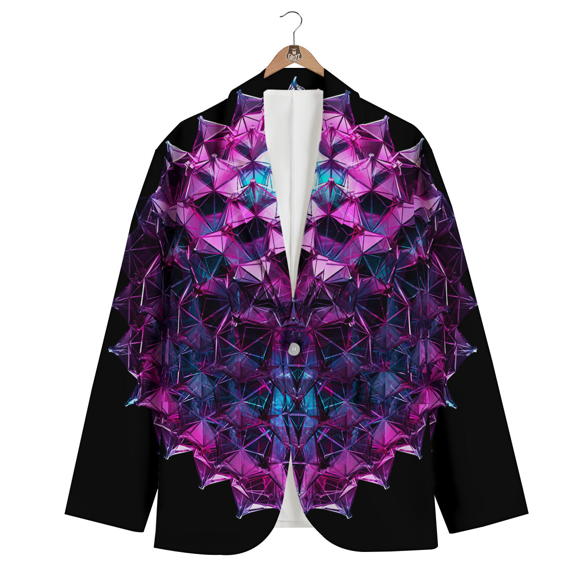 Alien Crystal Diamond Flower Print Men's Blazer-grizzshop