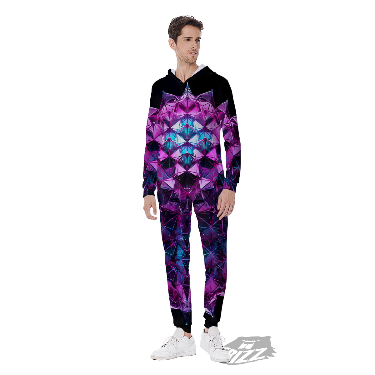 Alien Crystal Diamond Flower Print Men's Jumpsuit-grizzshop