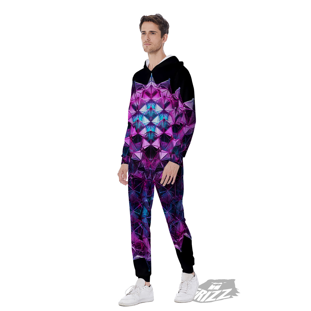 Alien Crystal Diamond Flower Print Men's Jumpsuit-grizzshop