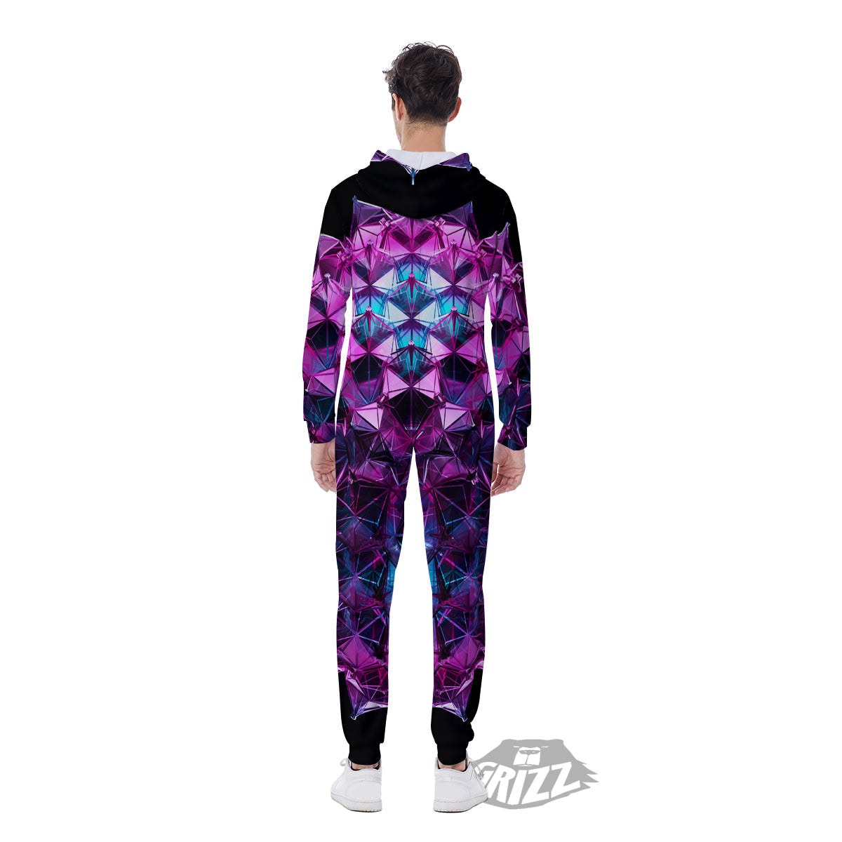 Alien Crystal Diamond Flower Print Men's Jumpsuit-grizzshop