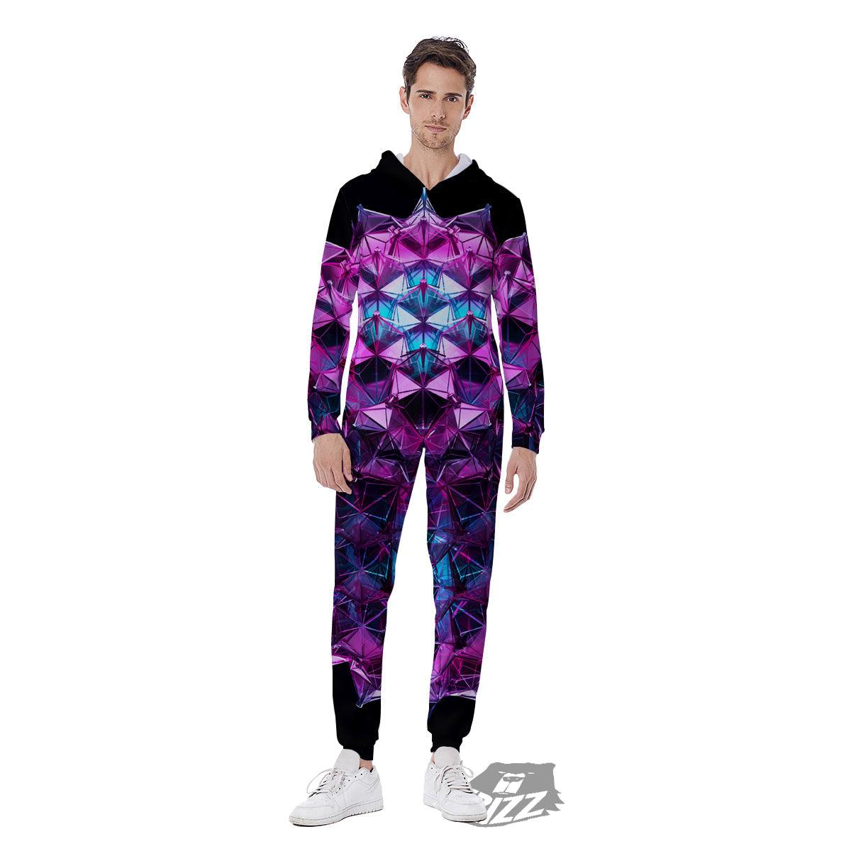 Alien Crystal Diamond Flower Print Men's Jumpsuit-grizzshop