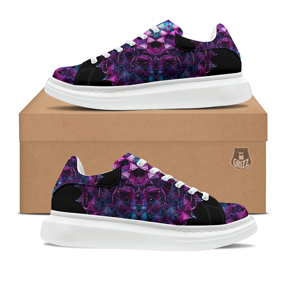 Alien Crystal Diamond Flower Print Platform Shoes-grizzshop