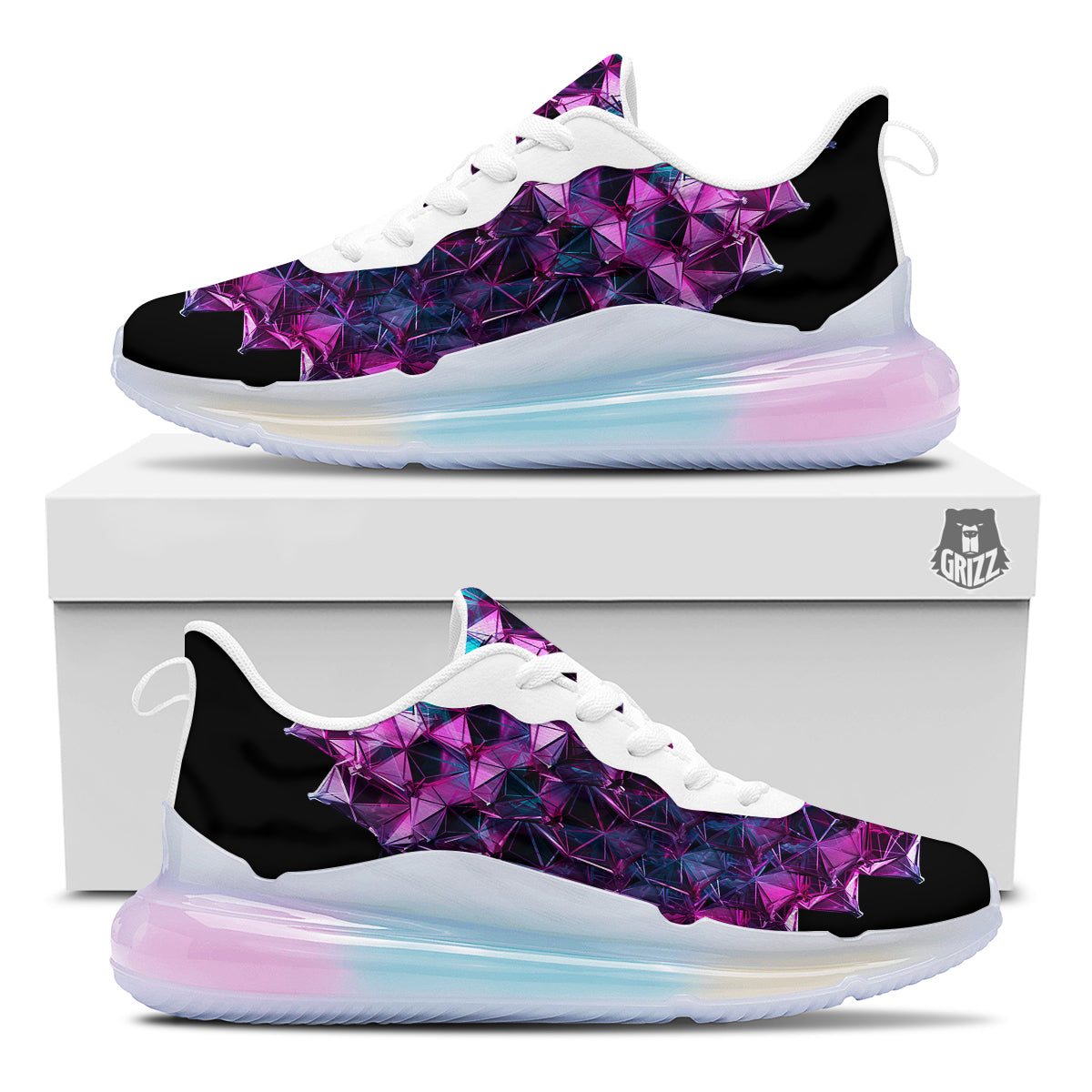 Alien Crystal Diamond Flower Print Running Sneakers-grizzshop