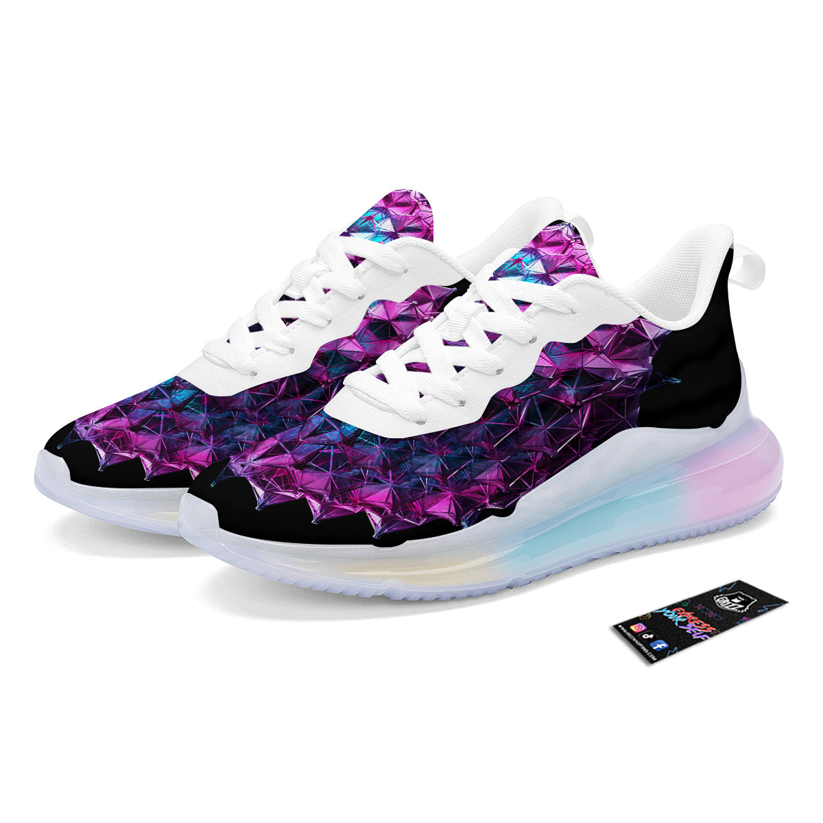 Alien Crystal Diamond Flower Print Running Sneakers-grizzshop