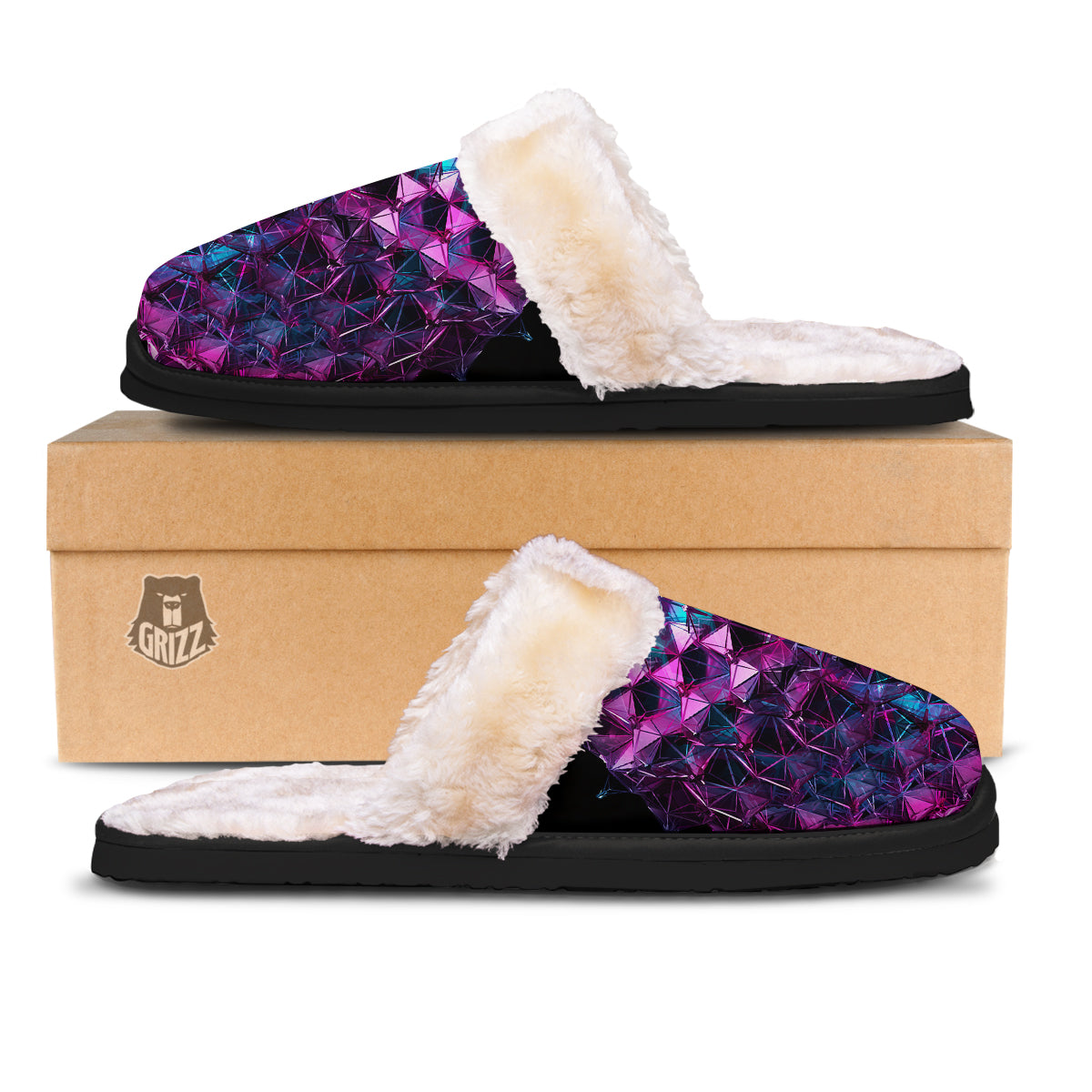 Alien Crystal Diamond Flower Print Slippers-grizzshop