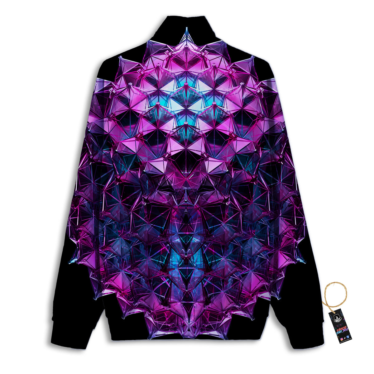 Alien Crystal Diamond Flower Print Track Jacket-grizzshop