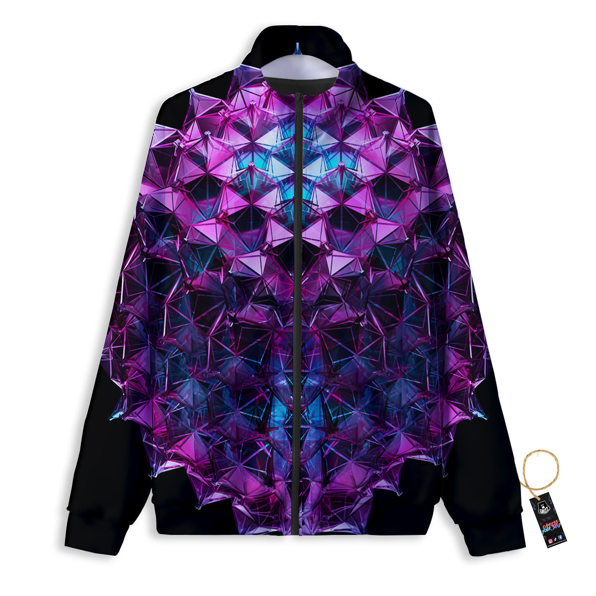 Alien Crystal Diamond Flower Print Track Jacket-grizzshop