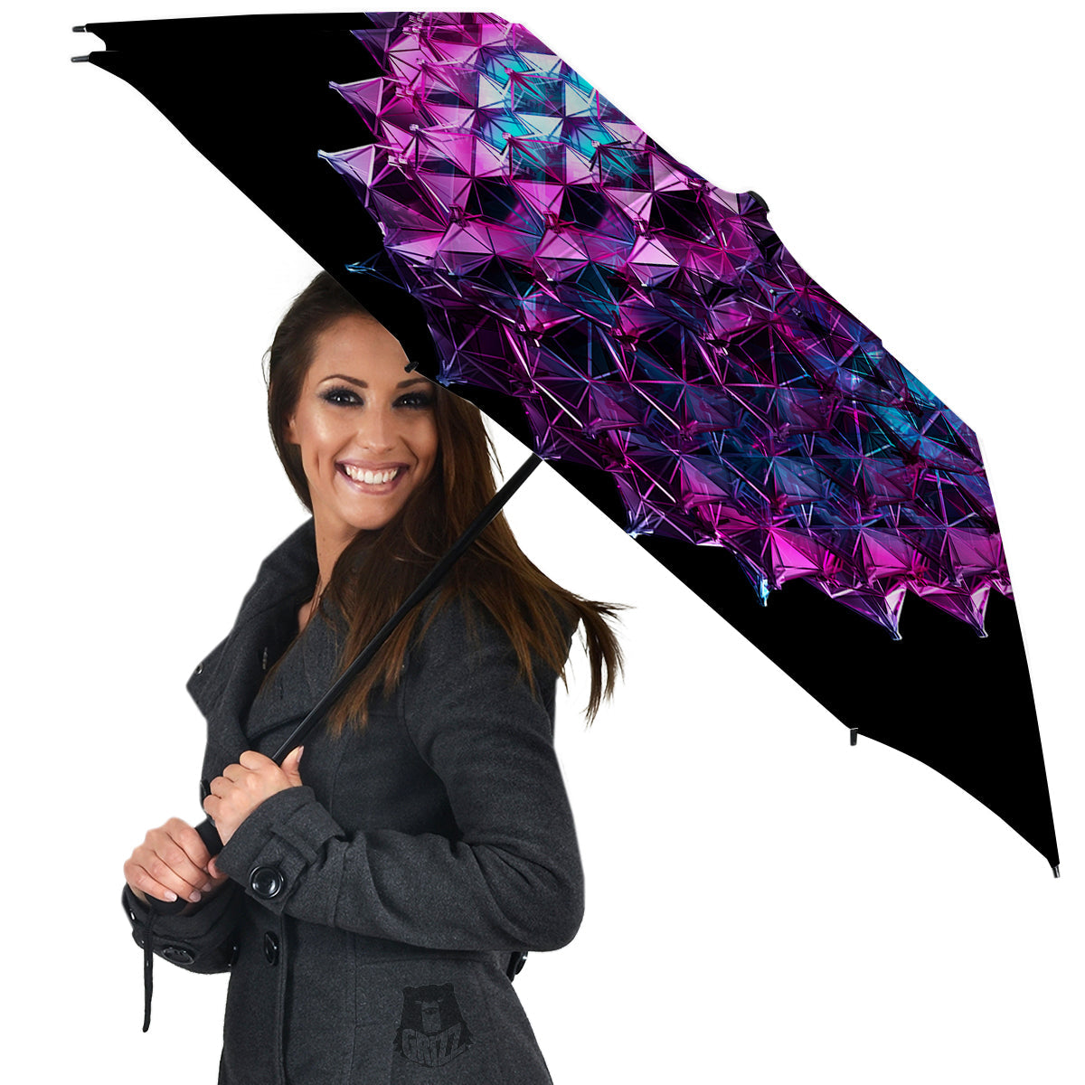 Alien Crystal Diamond Flower Print Umbrella-grizzshop
