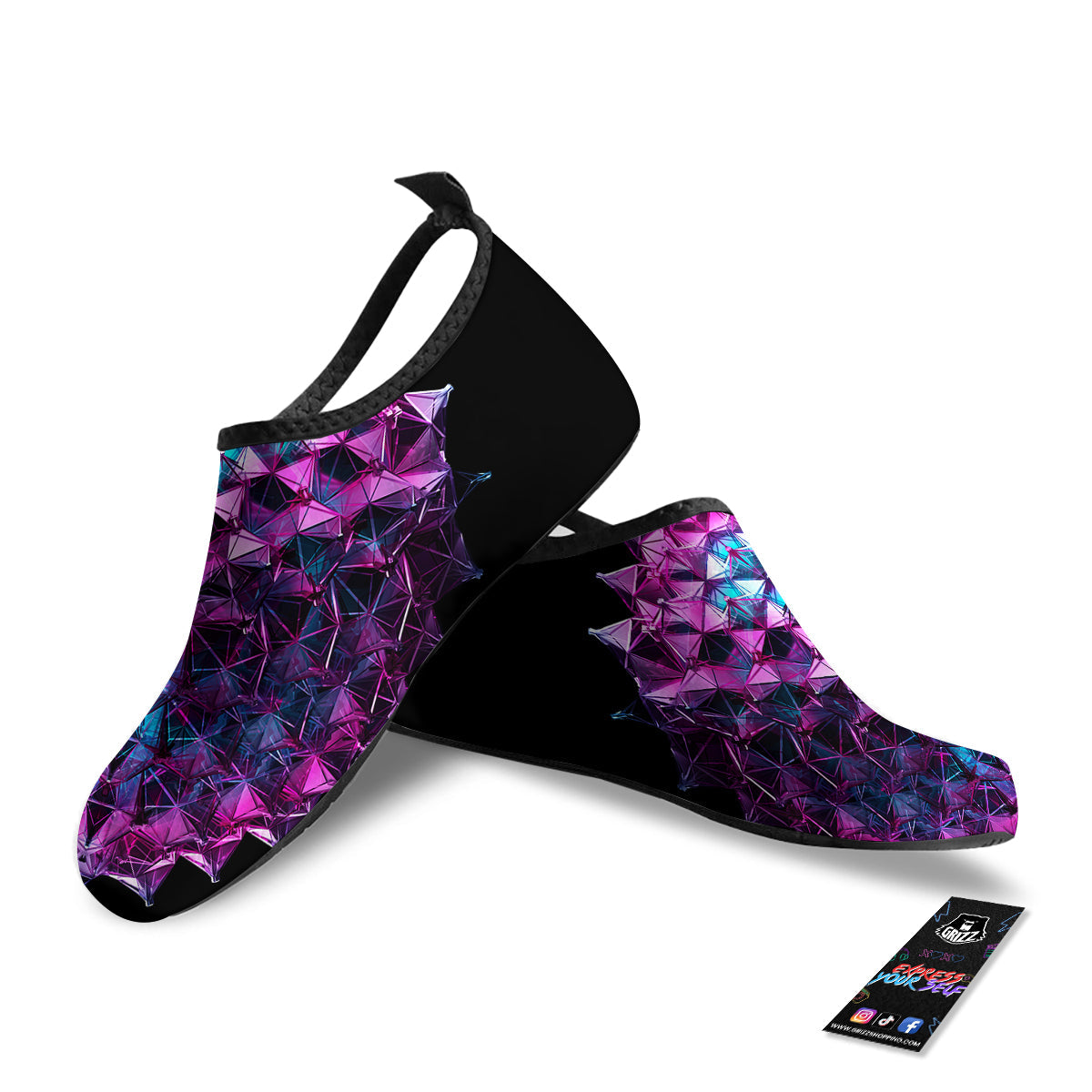 Alien Crystal Diamond Flower Print Water Shoes-grizzshop