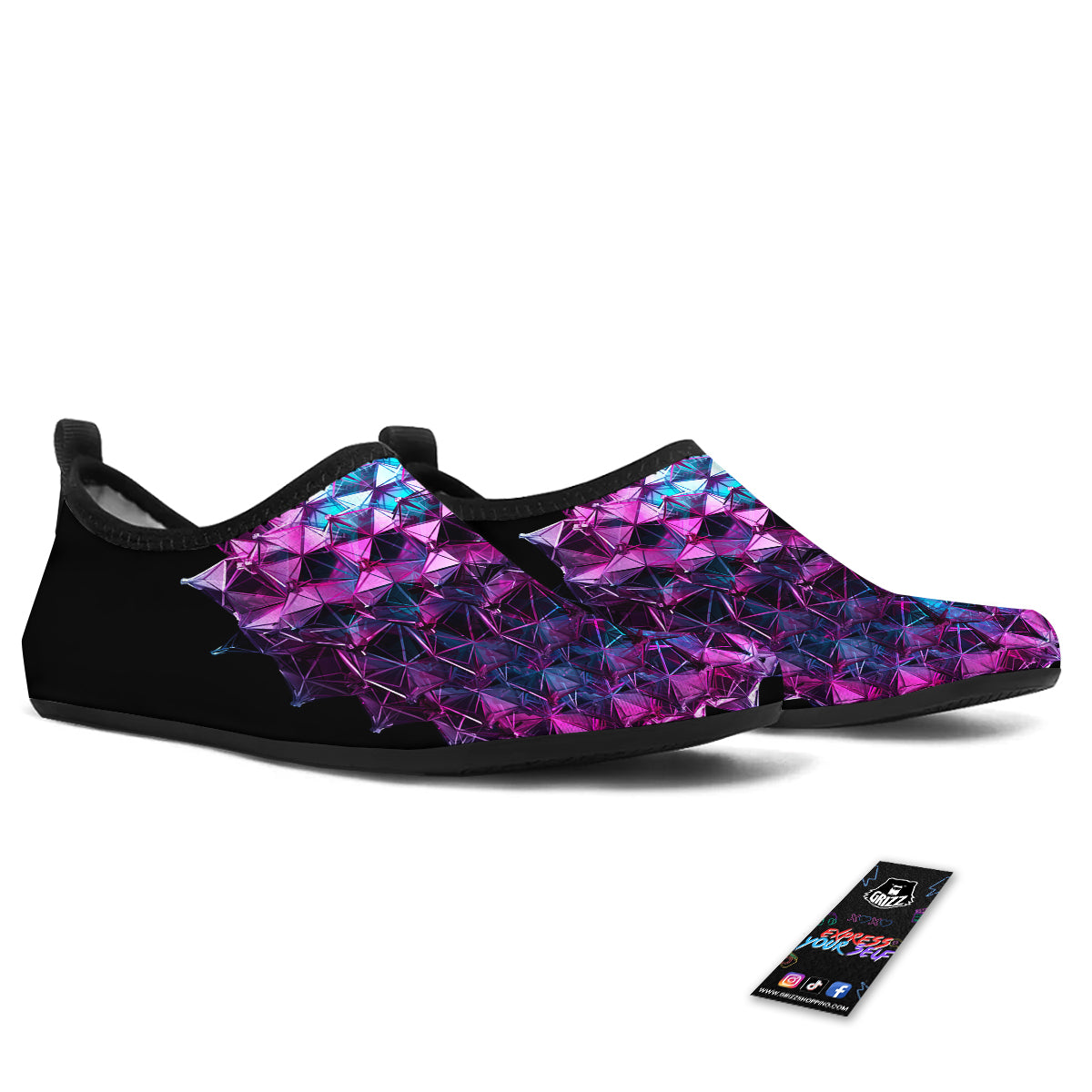 Alien Crystal Diamond Flower Print Water Shoes-grizzshop