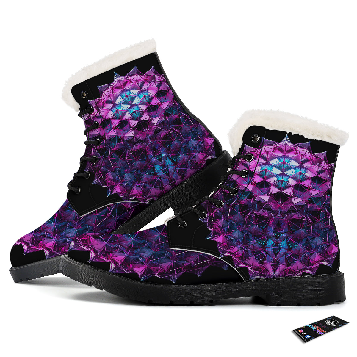 Alien Crystal Diamond Flower Print Winter Boots-grizzshop