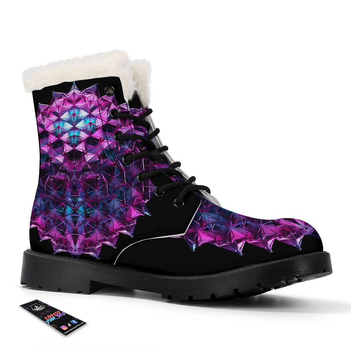 Alien Crystal Diamond Flower Print Winter Boots-grizzshop
