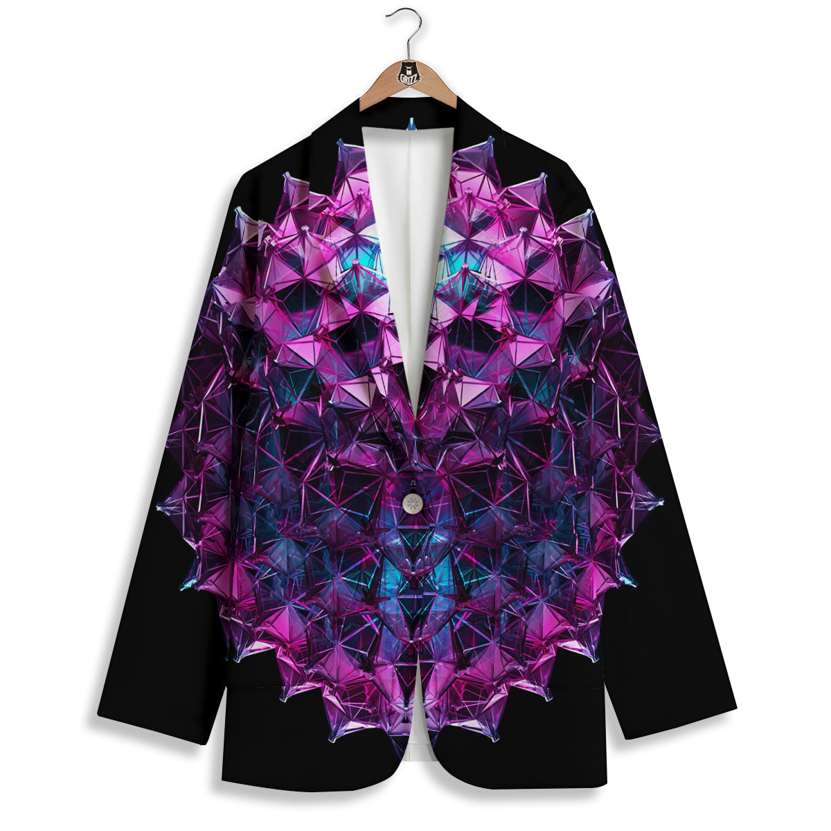 Alien Crystal Diamond Flower Print Women's Blazer-grizzshop
