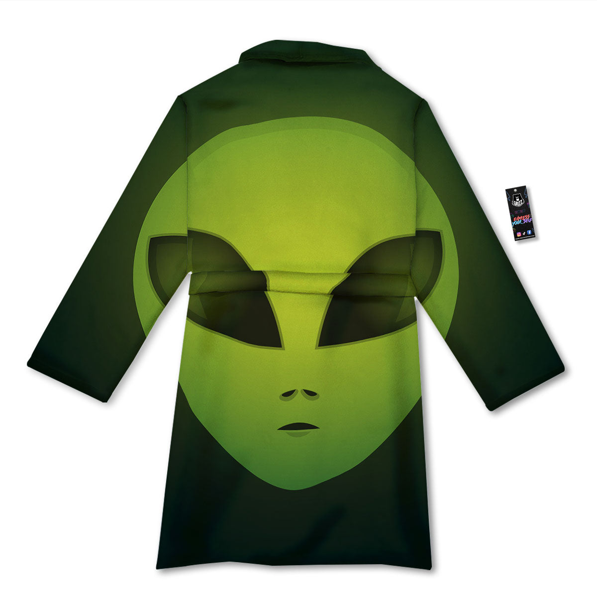Alien Face Green Print Bathrobe-grizzshop