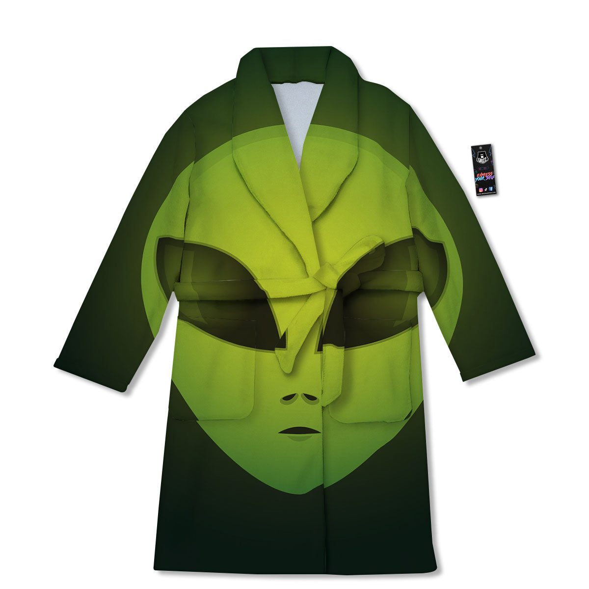 Alien Face Green Print Bathrobe-grizzshop