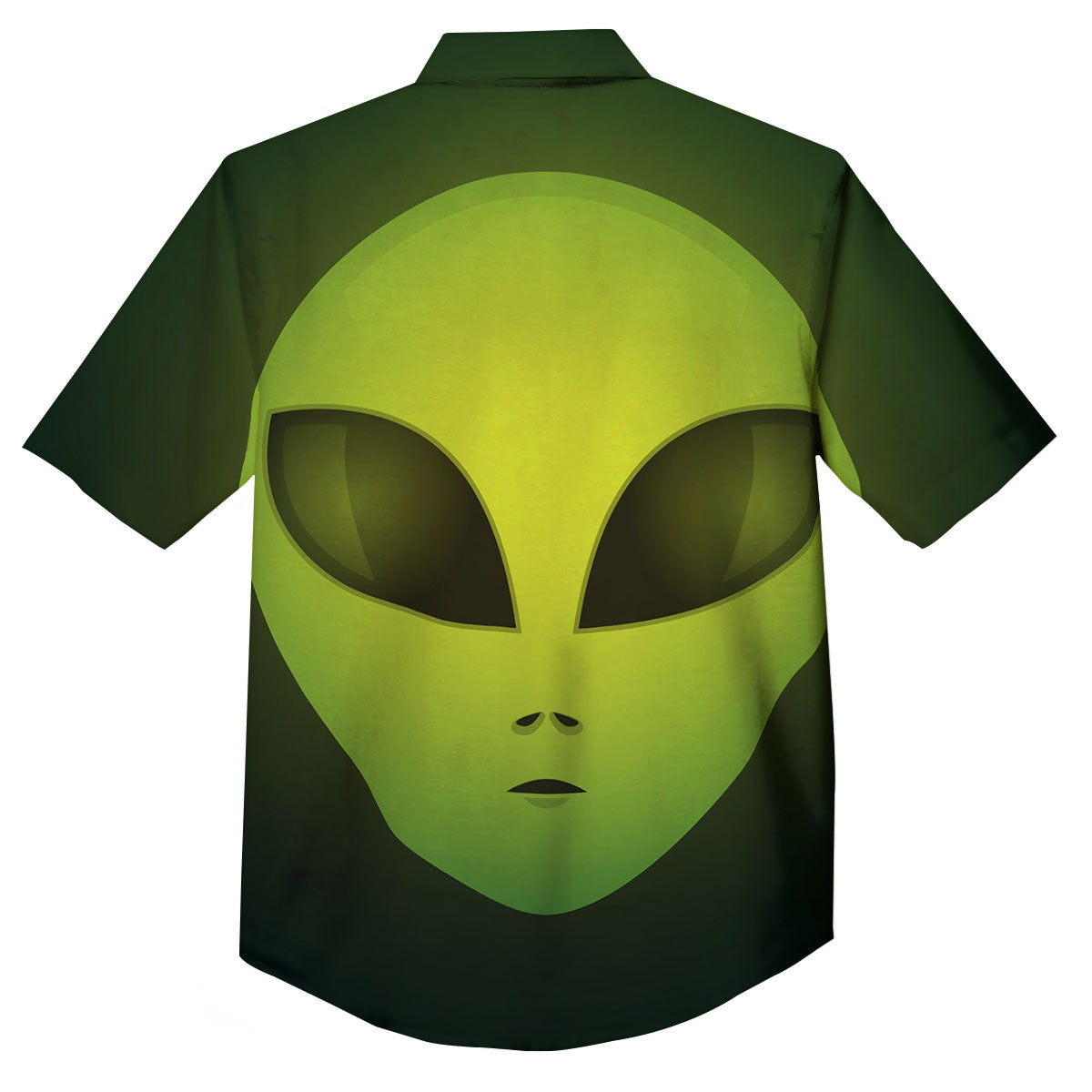 Alien Face Green Print Button Up Shirt-grizzshop