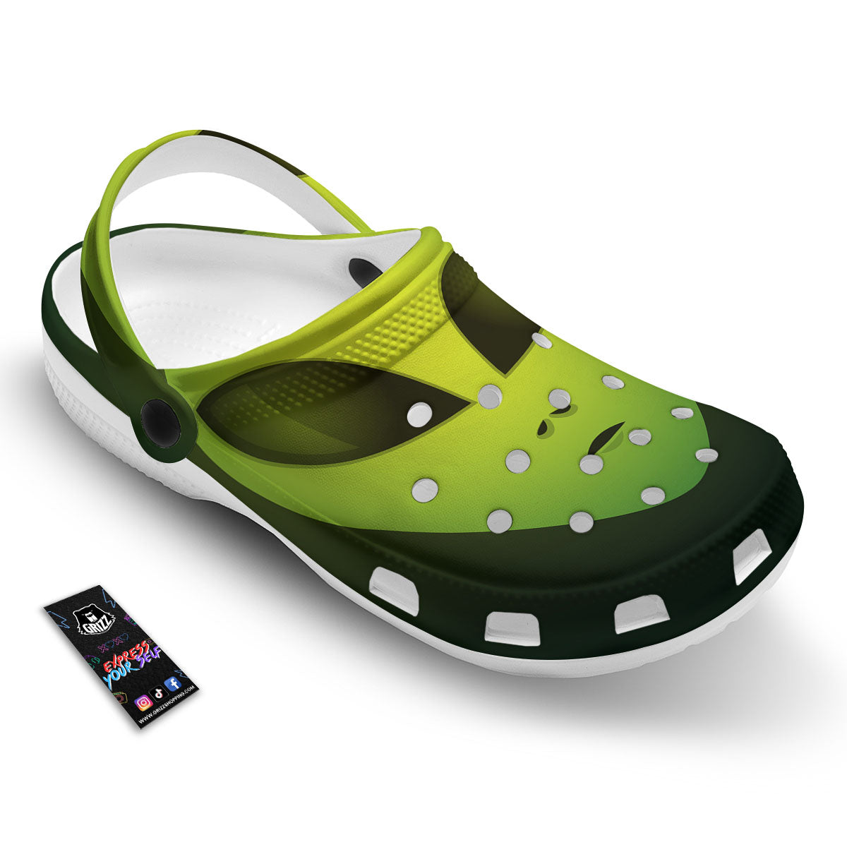 Alien Face Green Print Clog-grizzshop