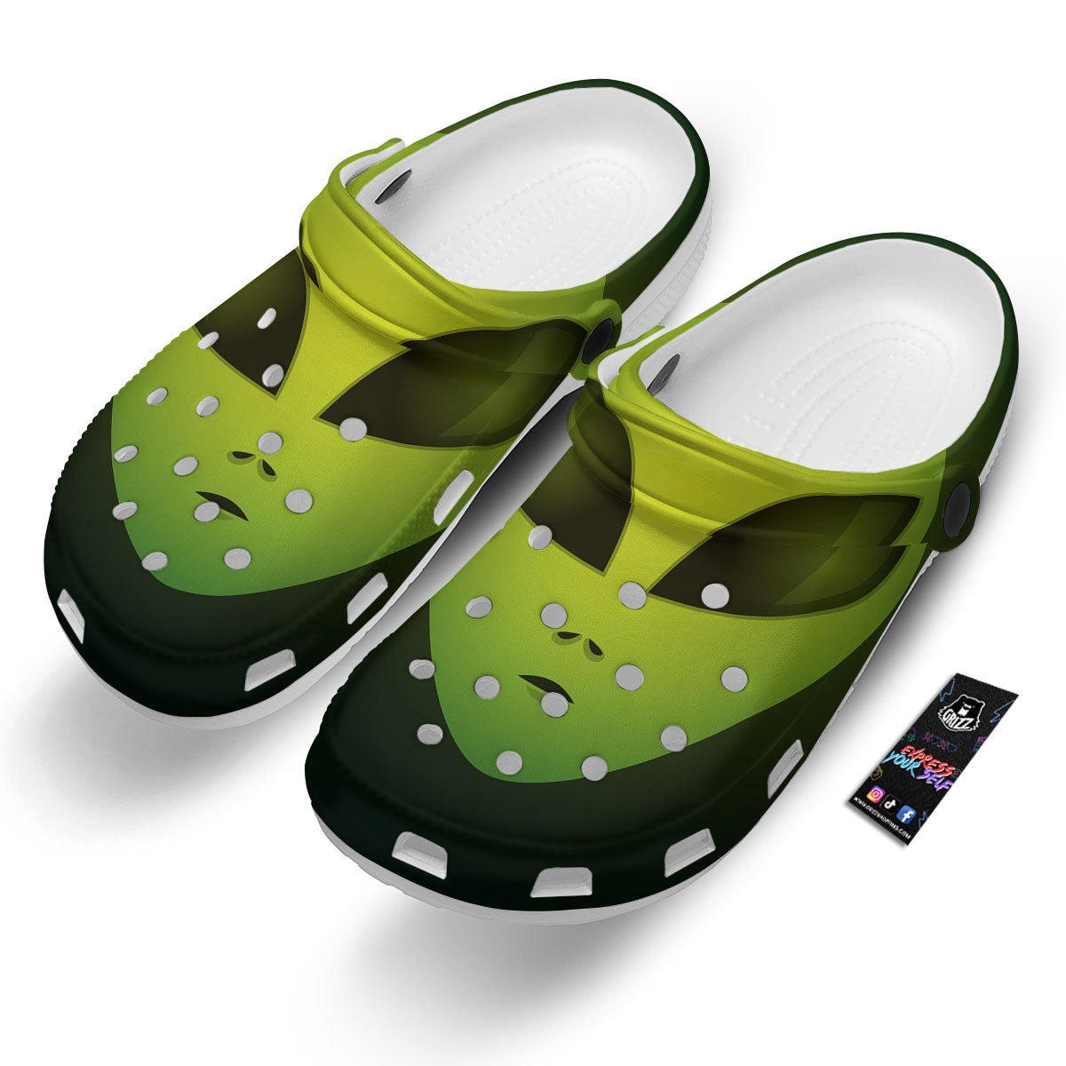 Alien Face Green Print Clog-grizzshop