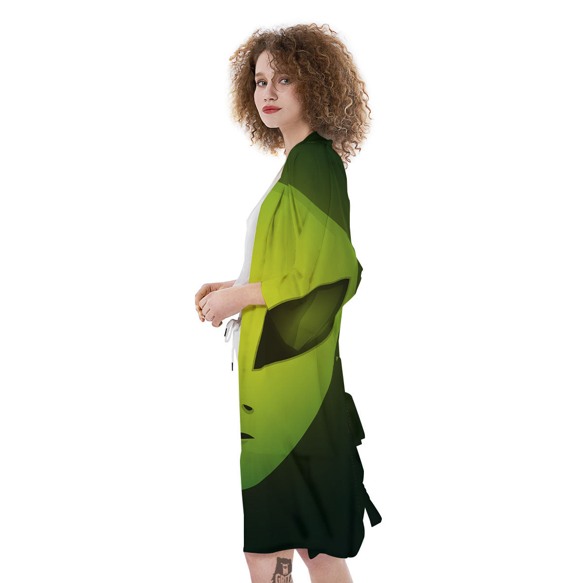 Alien Face Green Print Kimono-grizzshop