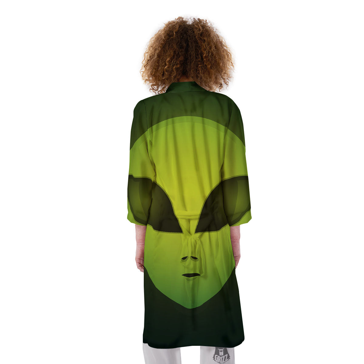 Alien Face Green Print Kimono-grizzshop