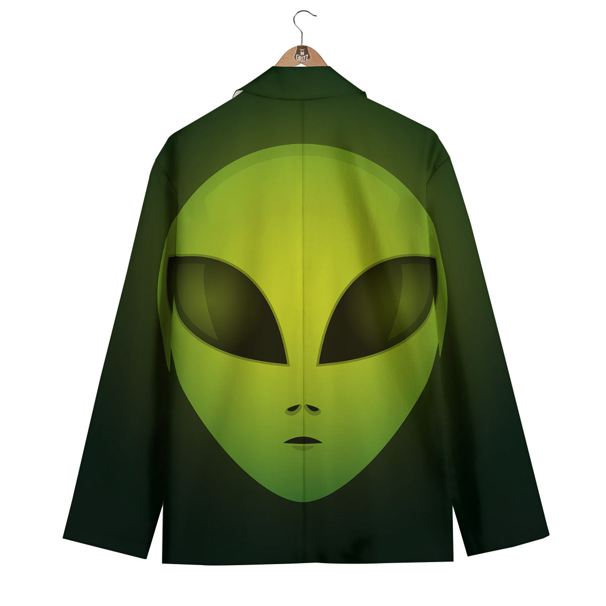 Alien Face Green Print Men's Blazer-grizzshop