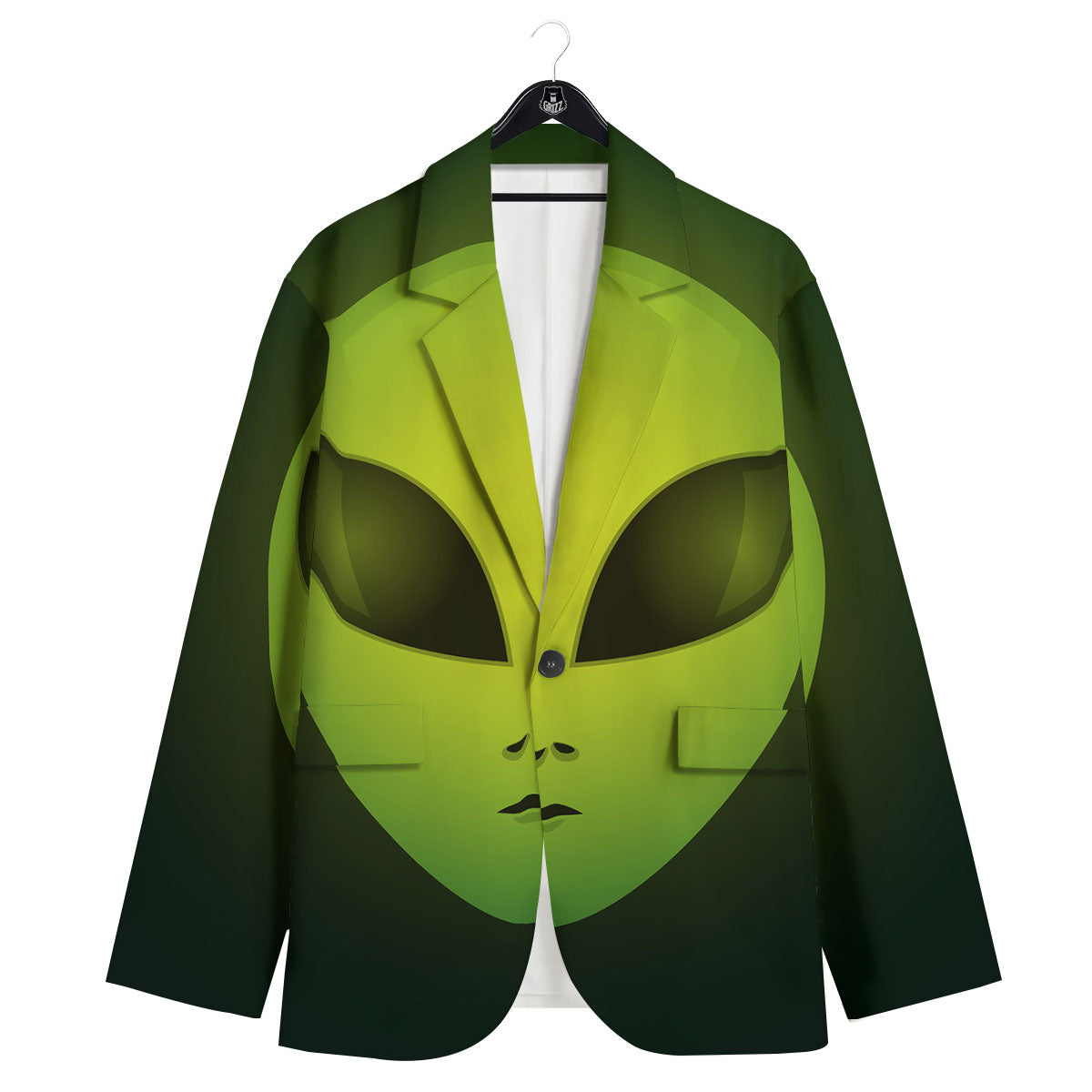 Alien Face Green Print Men's Sport Coat-grizzshop