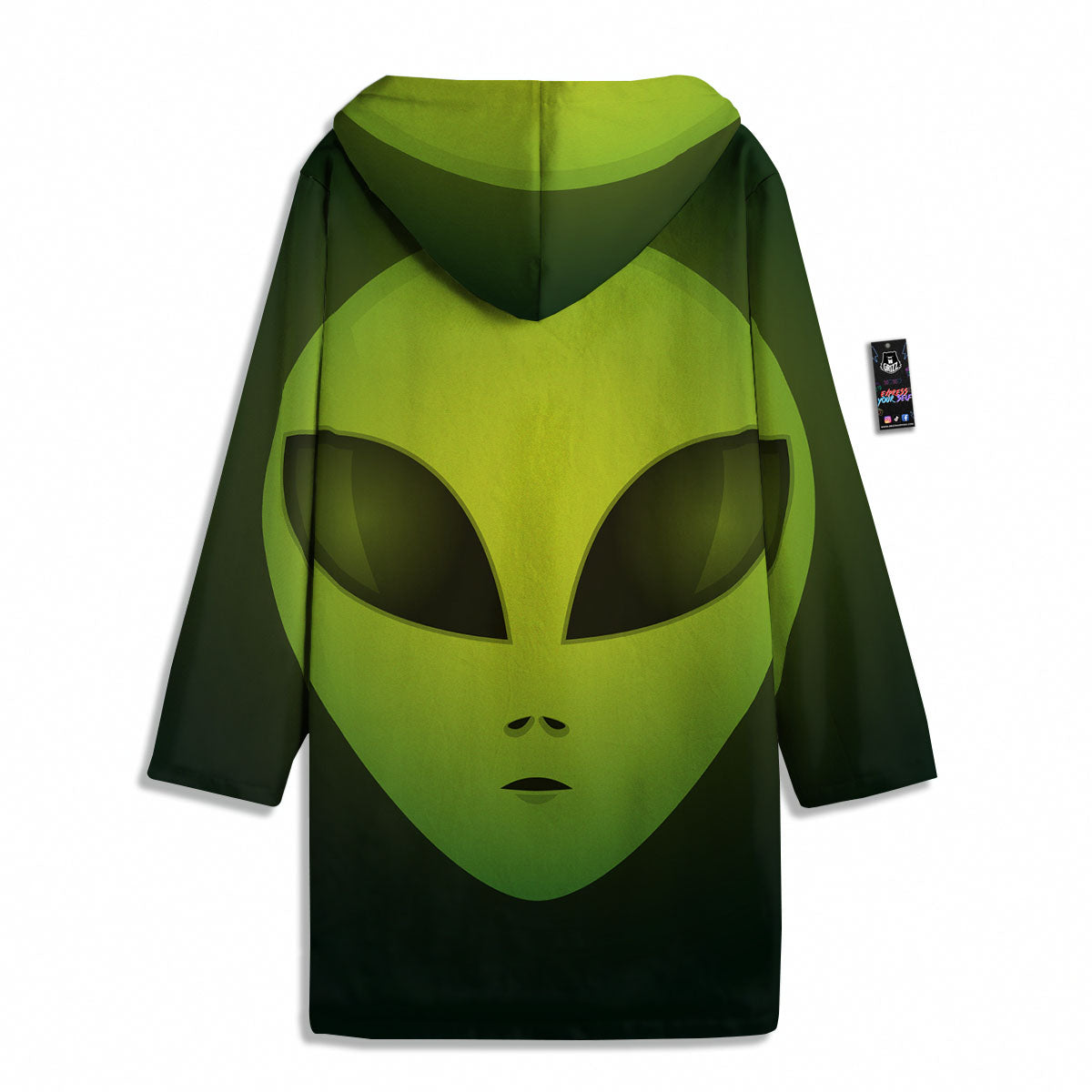 Alien Face Green Print Men's Windbreaker Jacket-grizzshop