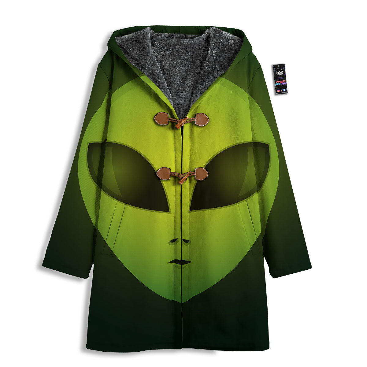 Alien Face Green Print Men's Windbreaker Jacket-grizzshop