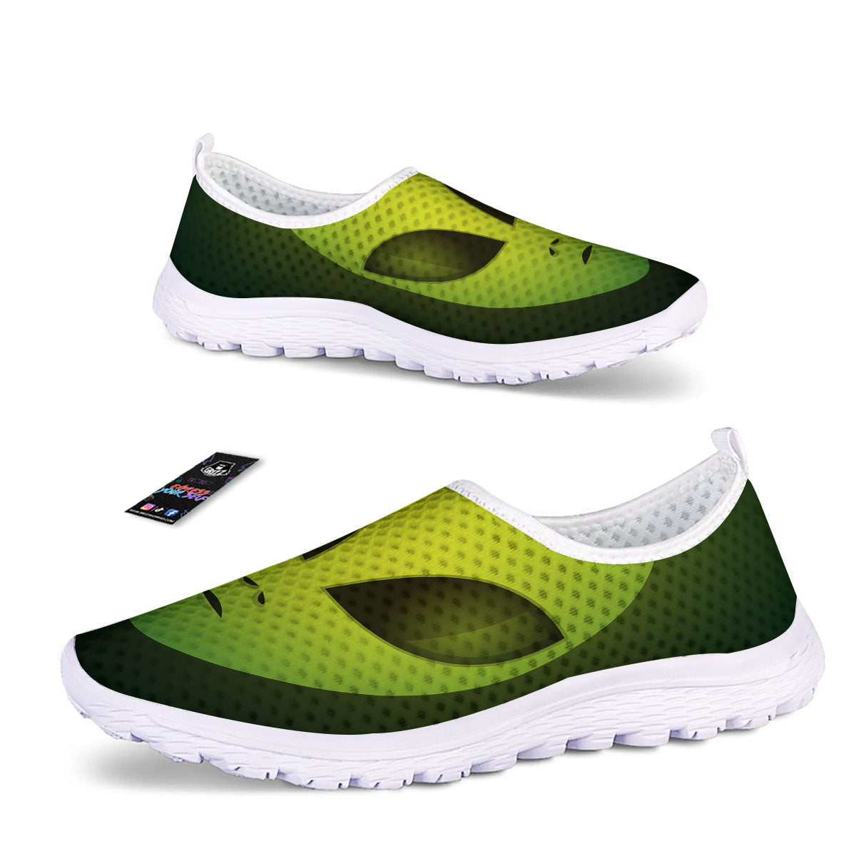Alien Face Green Print Nurse Shoes-grizzshop