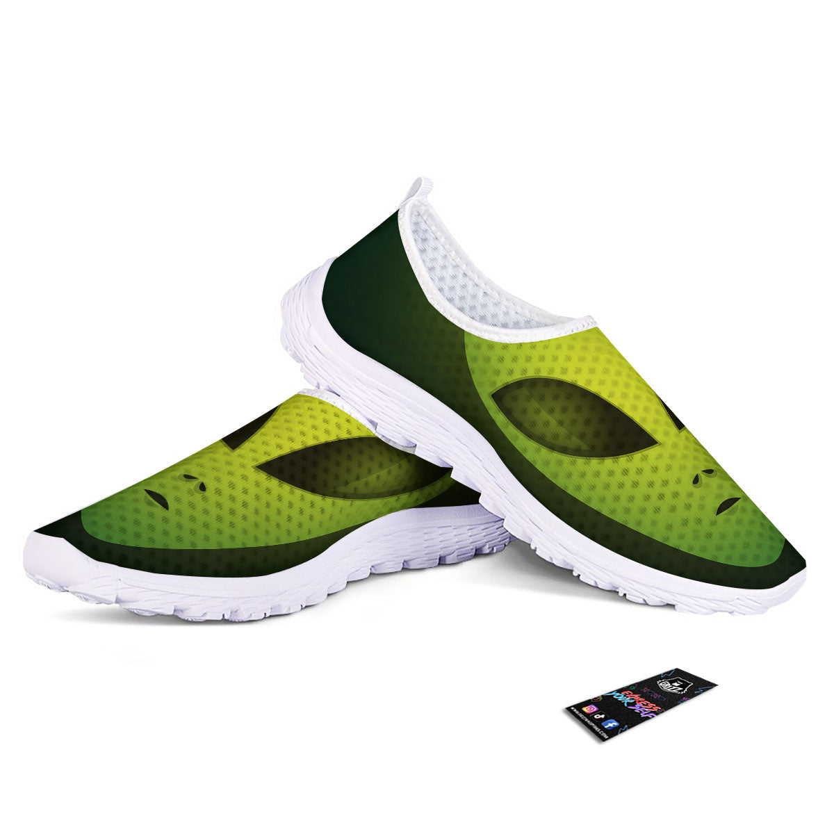 Alien Face Green Print Nurse Shoes-grizzshop