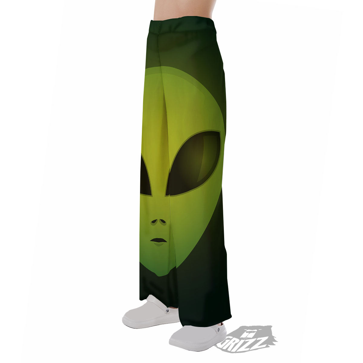 Alien Face Green Print Pajama Pants-grizzshop